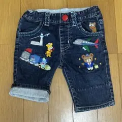 ミキハウス プッチー君刺繍デニムハーフパンツ100cm
