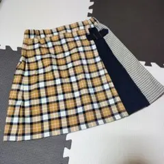 GU スカート　チェック　ライトブラウン　150✪