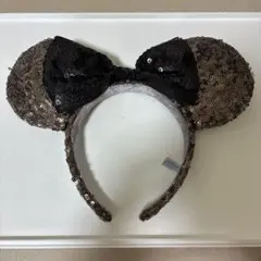 ミッキー耳カチューシャ 黒と茶色 スパンコール