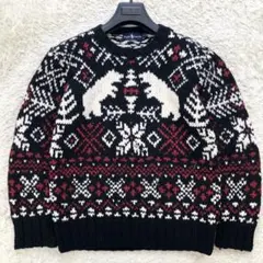 80's ラルフローレン 雪柄柄 ノルディック セーター 熊 肉厚 Lサイズ