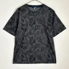 ◆ケイパ　リーフ柄　半袖　クルーネック　Tシャツ　スポーツ　カジュアル　黒　Мのサムネイル
