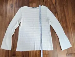 ホワイト×グレー ボーダー 長袖 レディース M〜L