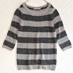 theory luxe ボーダーニット　38(実寸S) 麻混　ラメ　光沢　七分袖