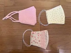 ハンドメイドマスク幼児〜低学年 リボン付き3枚 ハート さくらんぼ