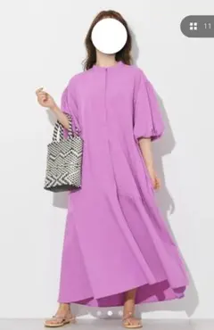 AMERICAN HOLIC ピンク パフスリーブ ロングワンピース マキシ丈
