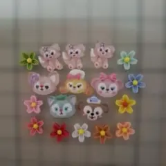 ダッフィーフレンズとお花のネイルパーツセット