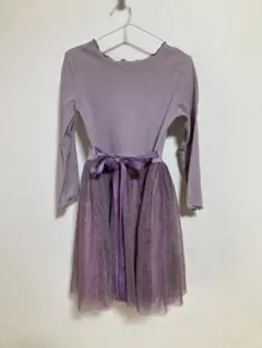 ６月末〆Maison de Ravi 長袖ワンピース パープル 120cmのサムネイル