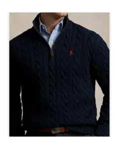 ポロ・ラルフローレン ケーブルニット コットン クォータージップ セーター