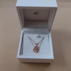 4°C ハート型ネックレス 2連 7月誕生石