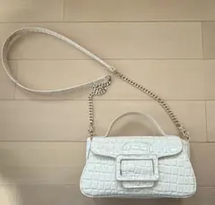 ZARA ホワイト クロコダイルパターン ショルダーバッグ