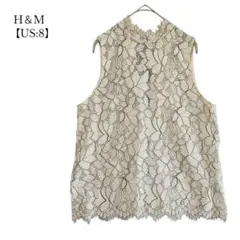 【H＆M／エイチアンドエム】ノースリーブ ブラウス　総柄　ハイネック　リボン