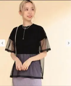 Ray BEAMS / チュール シアー ハーフスリーブ Tシャツ