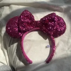 ディズニーカチューシャ　スパンコール　ピンク
