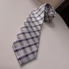 LES MUES レミュー ネクタイ スリムタイ シルバー チェック シルク
