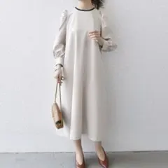 SHIPS any パイピング パフ スリーブ ワンピース