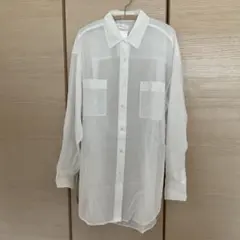 レディースホワイト シースルー シャツ 長袖　サイズ38 新品
