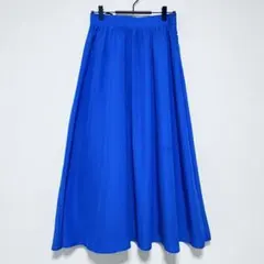ナチュラルビューティーベーシック　Aライン　フレアロングスカート　コバルトブルー