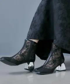 HARE　柄メッシュヒールブーツ