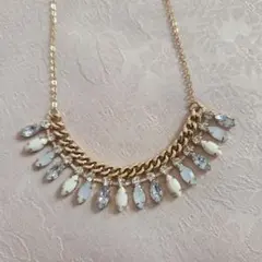 ゴールドチェーンネックレス ホワイトクリスタル装飾