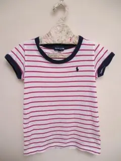 Ralph Lauren ボーダー 薄手半袖Tシャツ 110cm 白×ピンクのサムネイル
