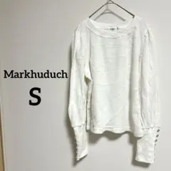 Markhuduch （S）メッシュホワイト長袖トップス