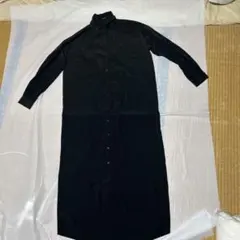 薄手黒色ロングシャツワンピース