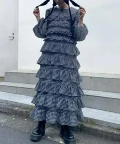 【キャンディーストリッパー】ギンガムチェック フリル ロングワンピースのサムネイル