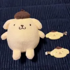 ポムポムプリン　ぬいぐるみストラップ　チャーム　前髪クリップ