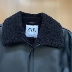 ZARA 黒レザージャケット ボア