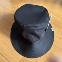 子供キッズ帽子　FILA バケットハット 黒色チェック　リバーシブル新品タグ付き