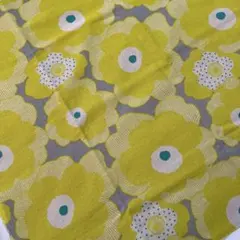 大人気の北欧デザイン♪綿麻生地 イエローとグレーの花柄