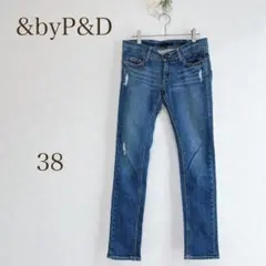 &byP&D デニムパンツ　ジーンズ　ダメージ加工 ズボン　カジュアル　38のサムネイル
