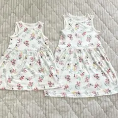 130&110 姉妹お揃い　ノースリーブワンピース