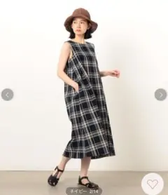 【オニギリ】チェック アッパッパ ノースリーブワンピース Mのサムネイル