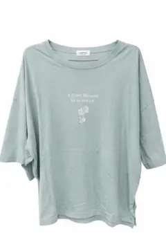 JUNRED 半袖Tシャツ L ミントグリーン 花柄プリント ビッグシルエットのサムネイル