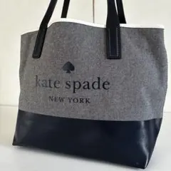 【美品】ケイトスペード トートバッグ A4可 大容量 キャンバス ネイビー ロゴ