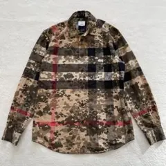 BURBERRY シャツ　現行タグ　ノバチェック　メガチェック　ロゴ刻印釦　迷彩