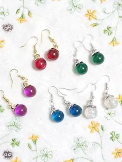 5色の小ぶりなまんまるピアス☆彡5点セット