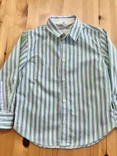 H&M 緑と青のストライプ ボタンダウンシャツ