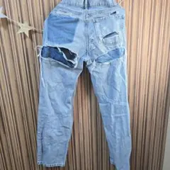ダメージ加工 パッチワーク デニムパンツのサムネイル