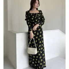 SNIDEL ドレープタイトレーヨンプリントワンピース 0