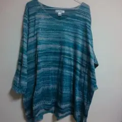 ✨リメイクあり✨cj banks ❰3X ❱ターコイズ ストライプ 五分袖