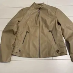 ベージュ レザー調ジャケット Lサイズ