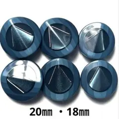 装飾ボタン ダークブルーの三角デザイン 6個 20㎜と18㎜　No.1085