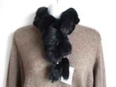 タグ付き未使用　マフラー　ティペット　リアルファー　ラビット　ブラック