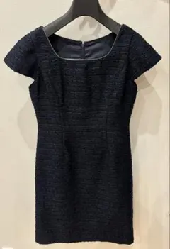 ネイビー ツイード ワンピース＆ジャケット セット コサージュ付き 入学式卒業式