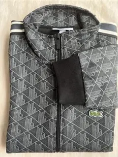 新品未使用【ラコステ】モノグラムジャカードトラックジャケット ロゴ Lブラック