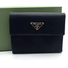PRADA プラダ　ナイロン 三つ折り財布　黒　三角プレートのサムネイル