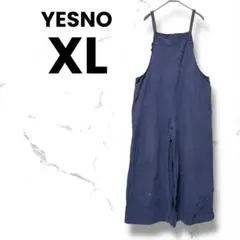 YESNO パープルオーバーオール ボタン留めXL ゆったりサイズ　　大きめ