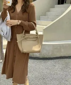 AMOUR BOX アムールボックス リブニットVネックワンピース